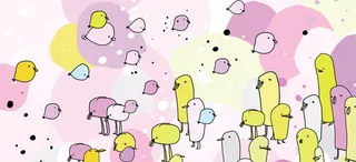 手绘红色黄色小鸡背景高清