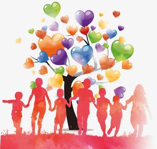 剪影爱心树免抠