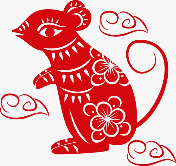 鼠年窗花老鼠剪纸免抠