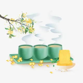 中秋节桂花糕加桂花酒元素免抠