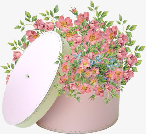 梦幻卡通花素材 精美礼盒鲜花免抠