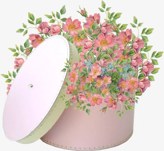 梦幻卡通花素材 精美礼盒鲜花免抠
