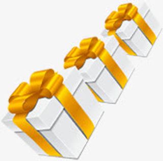 黄色丝带礼盒包装免抠