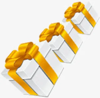 黄色丝带礼盒包装免抠