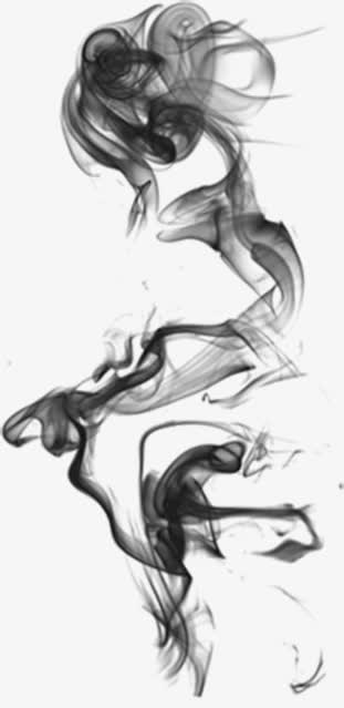 夏日黑色水墨风烟雾免抠