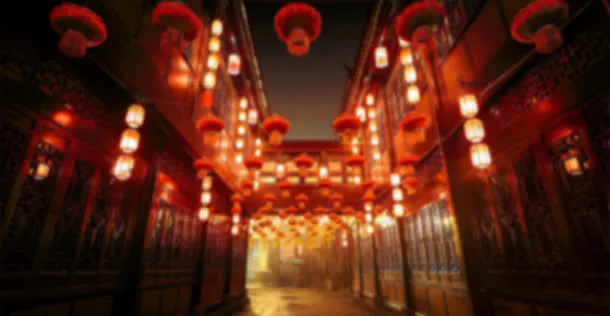 红色灯笼街道风景免抠