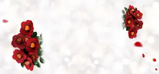 白云红花绿叶海报免抠