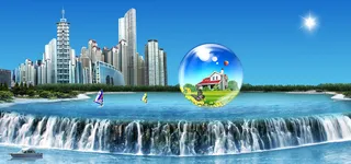 城市海岸商务海报背景高清