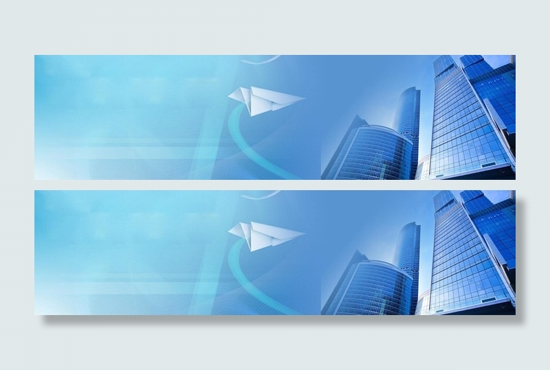 城市建筑飞机摄影图蓝色banner高清