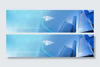 城市建筑飞机摄影图蓝色banner高清