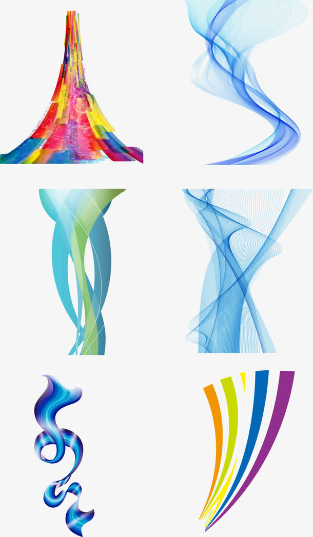 彩色的抽象的线条设计免抠