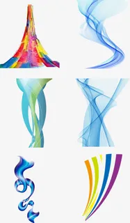 彩色的抽象的线条设计免抠