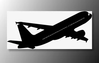 黑白剪影-飞机免抠装饰ppt元素