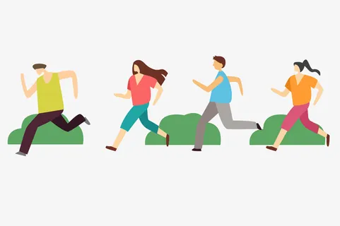 手绘跑步的小人装饰免抠 手绘跑步的小人装饰免抠