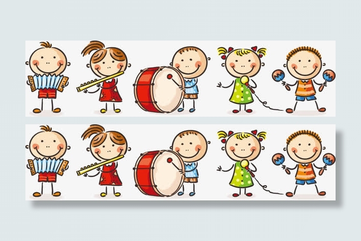 表演乐器的卡通儿童免抠