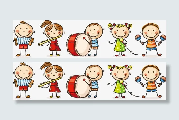 表演乐器的卡通儿童免抠