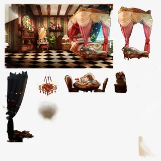 卡通树木宫殿免抠