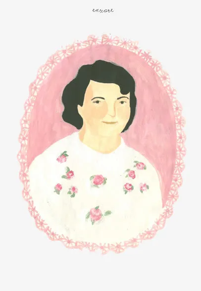 手绘女人人物相框免抠