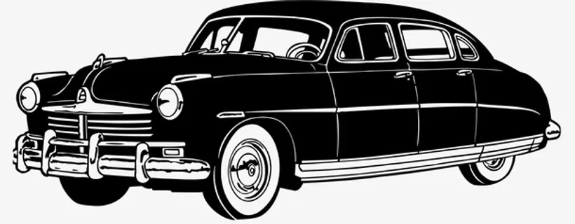 纯黑色迷你风格矢量汽车免抠