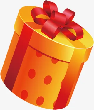 黄色卡通圆点设计礼盒免抠