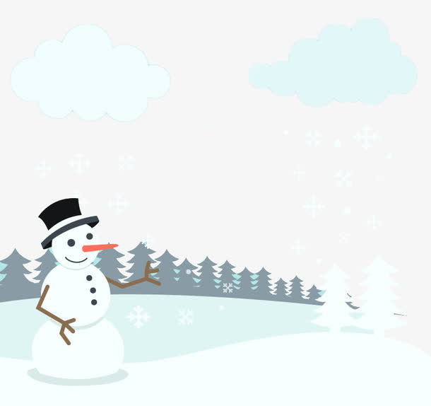 白色雪原圣诞雪人矢量素材免抠
