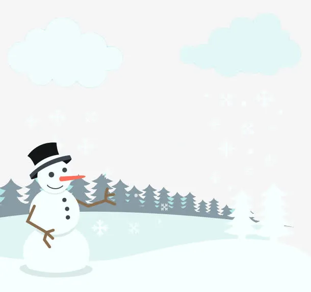 白色雪原圣诞雪人矢量素材免抠