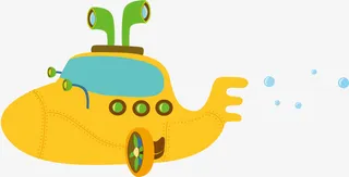 黄色卡通大海潜水艇免抠