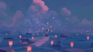 月亮,夜景,孔明灯高清