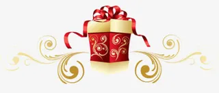 礼盒礼物金色花纹免抠