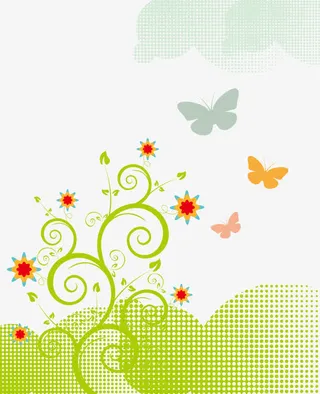 矢量春天的景色插图免抠