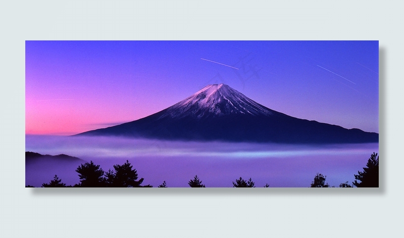 日本富士山夜景美景背景高清