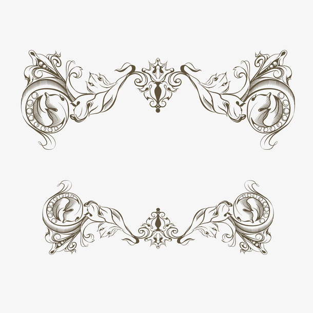 墨色边框欧式花纹元素免抠