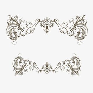 墨色边框欧式花纹元素免抠