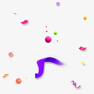 漂浮彩带卡通插画免抠