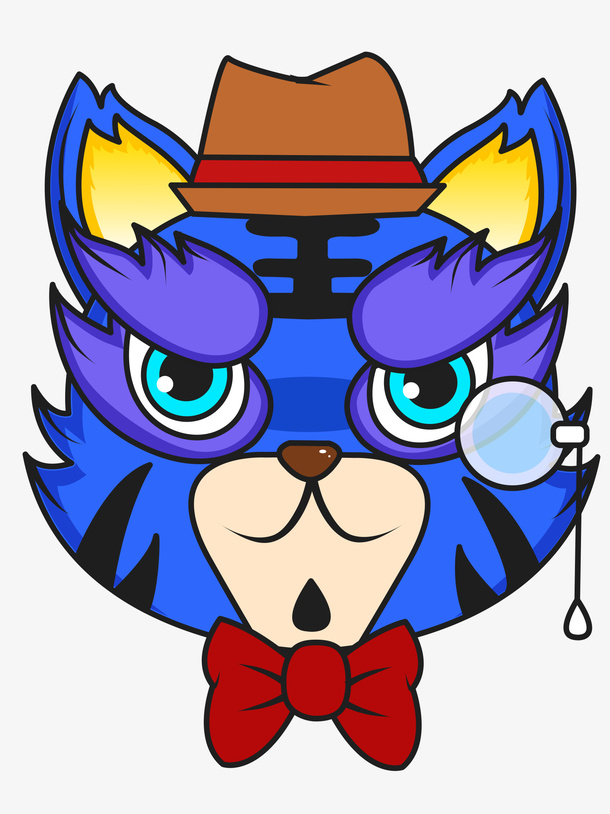 国潮蓝色老虎幽冥虎免抠