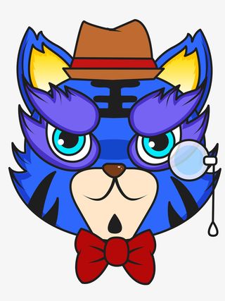 国潮蓝色老虎幽冥虎免抠