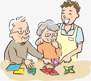 照顾老人矢量图下载免抠