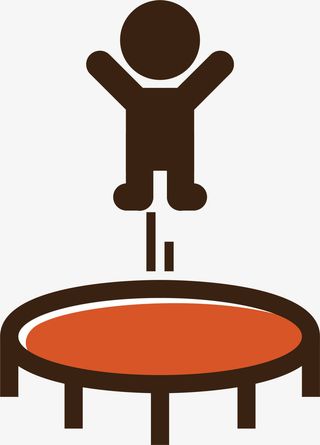 咖啡色卡通蹦床小人免抠