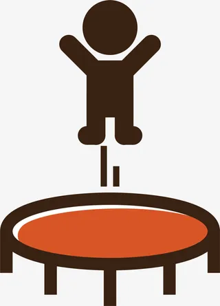 咖啡色卡通蹦床小人免抠