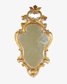金色边框斑驳的镜子古代器物实物免抠