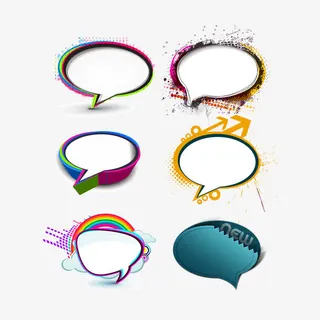 彩色异形对话框矢量图,免抠