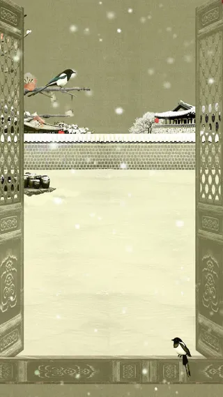 鸟儿树枝战立冬日免抠