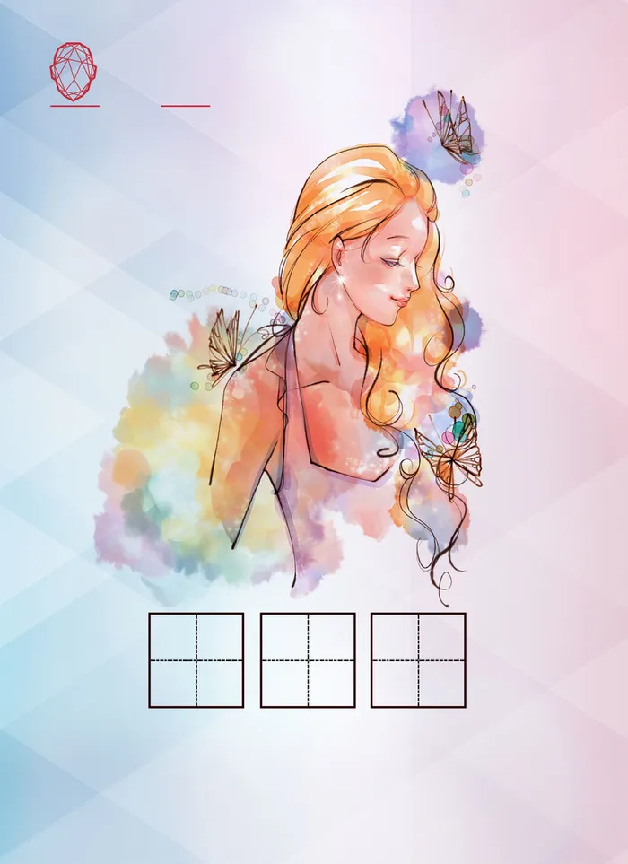 手绘女神侧脸海报背景高清