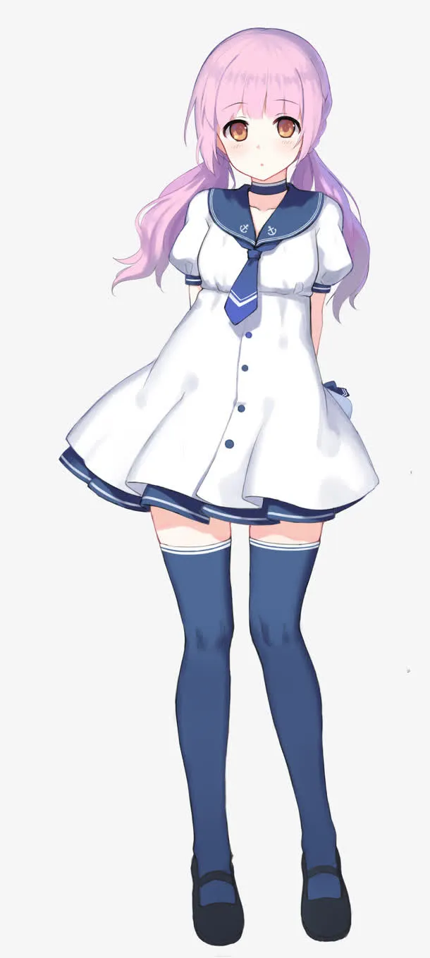 卡通学生服美女装饰免抠