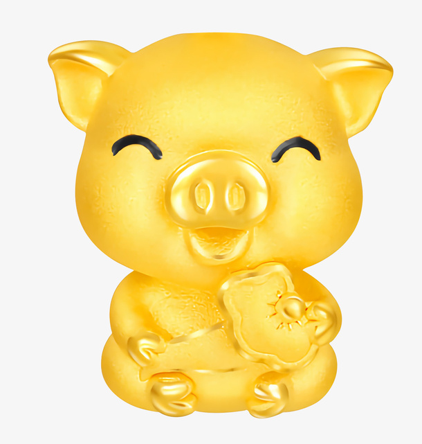 年笑口常开小金猪恭祝新春免抠