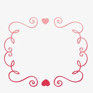 红色线条爱心边框免抠