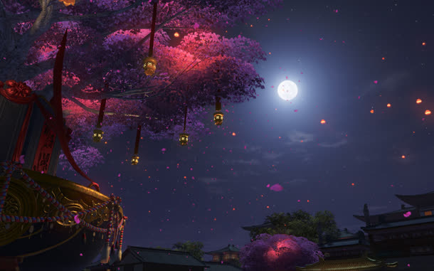 武侠花灯花钱月下免抠