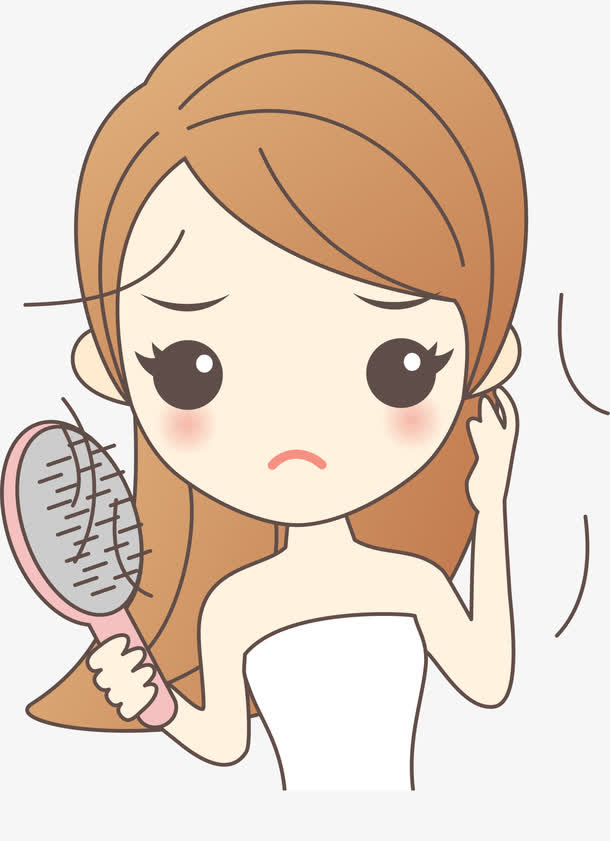 烦恼脱发女孩免抠