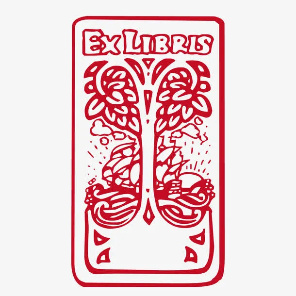 红色扑克牌木刻版画免抠