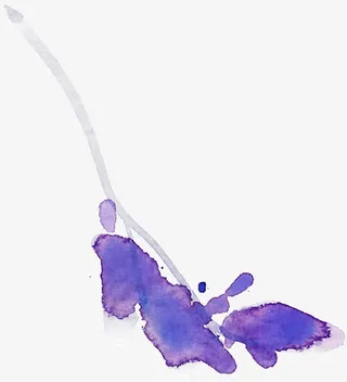 紫色水粉彩绘叶子素材免抠